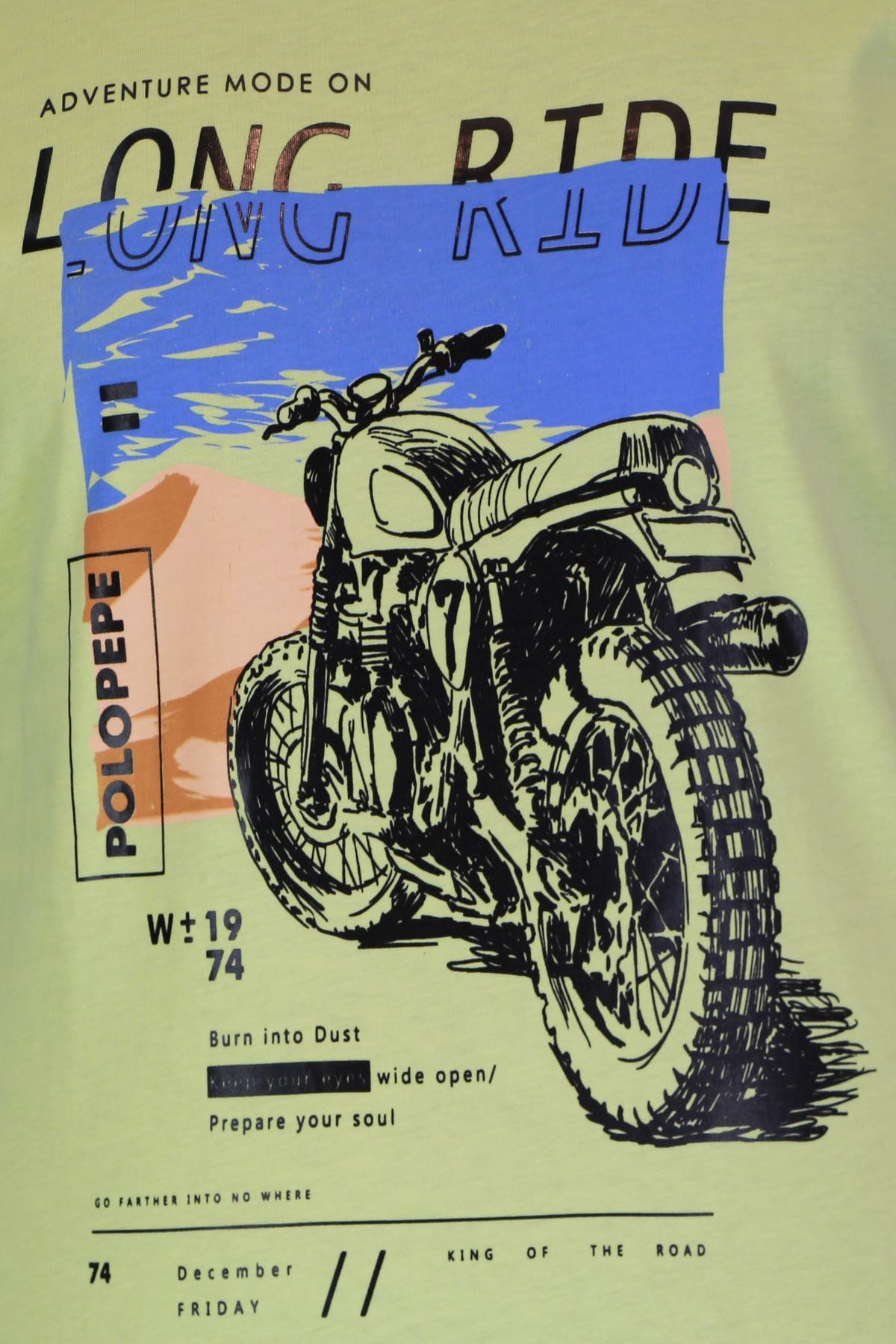 Erkek Sarı Kısa Kol Baskılı T-shirt 1350-7