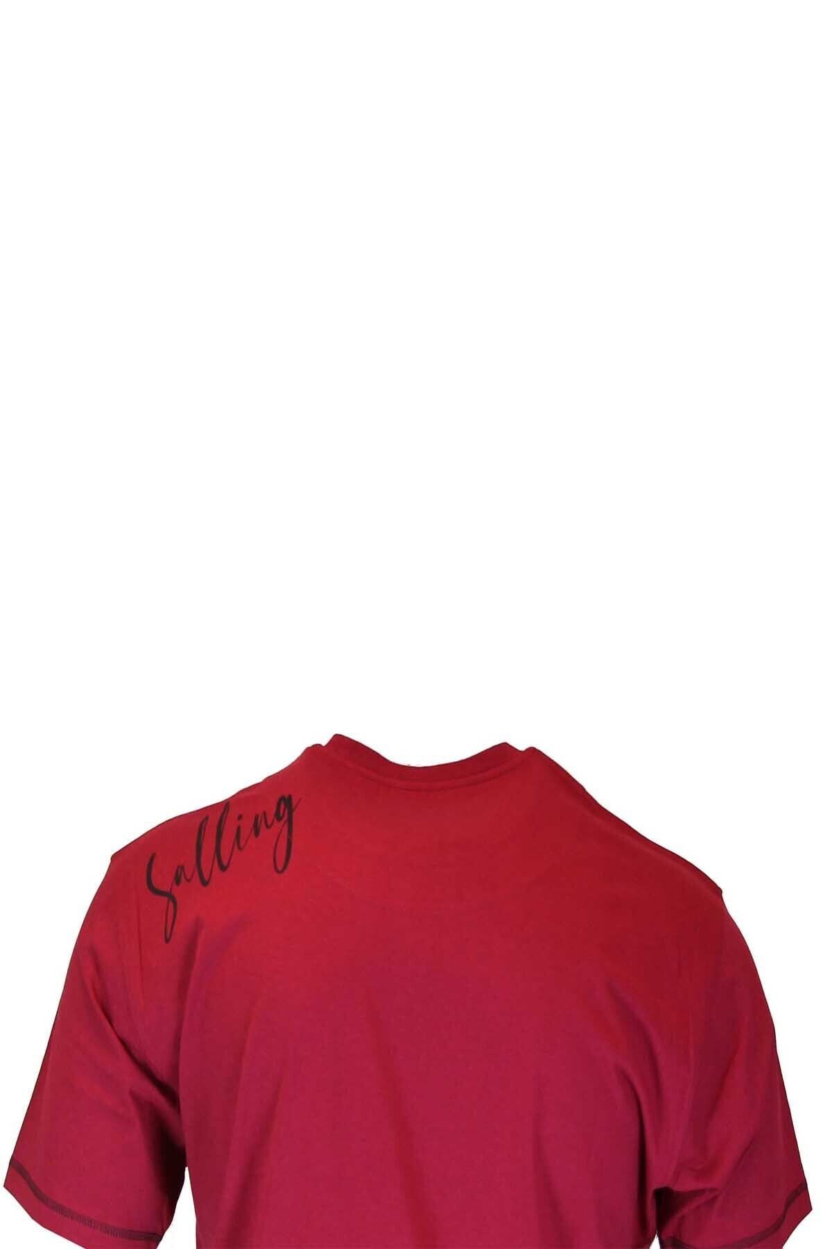 Erkek Bordo Baskılı Büyük Beden T-shirt 1314-8
