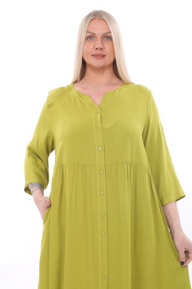 Büyük Beden Kadın Elbise 24249 Limon