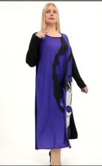 ZP 22975 MOR BASKI DETAY ELBISE