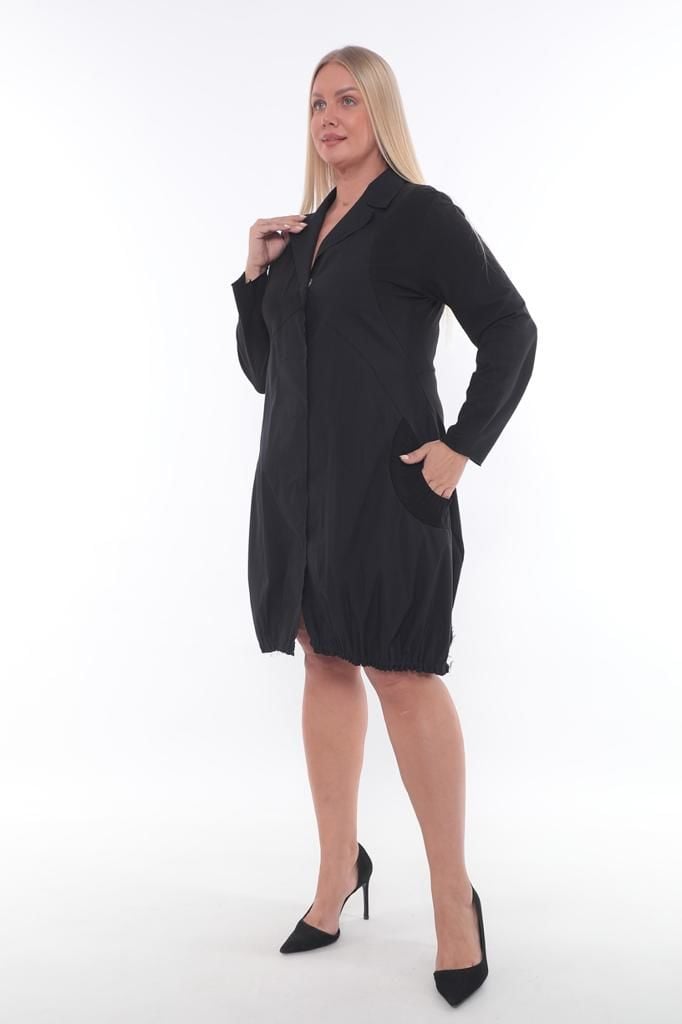 Büyük Beden Kadın Ceket Siyah 21506