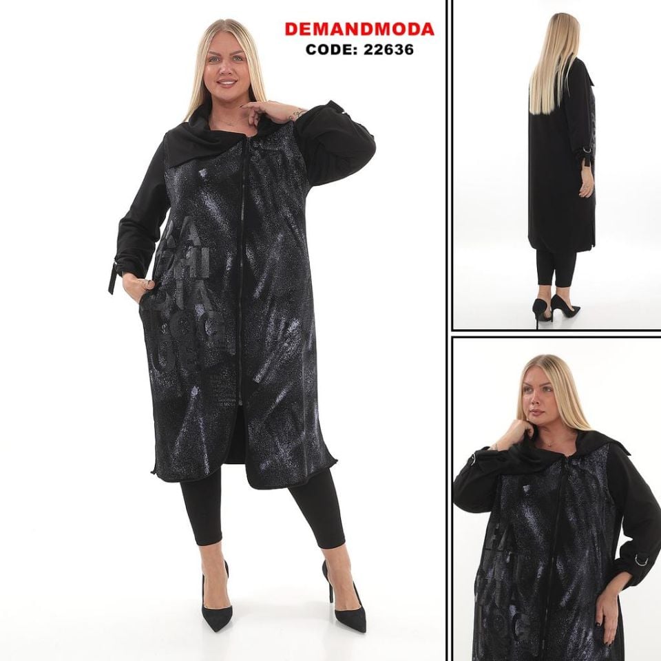 Kadın Büyük Beden Trençkot 22636-1